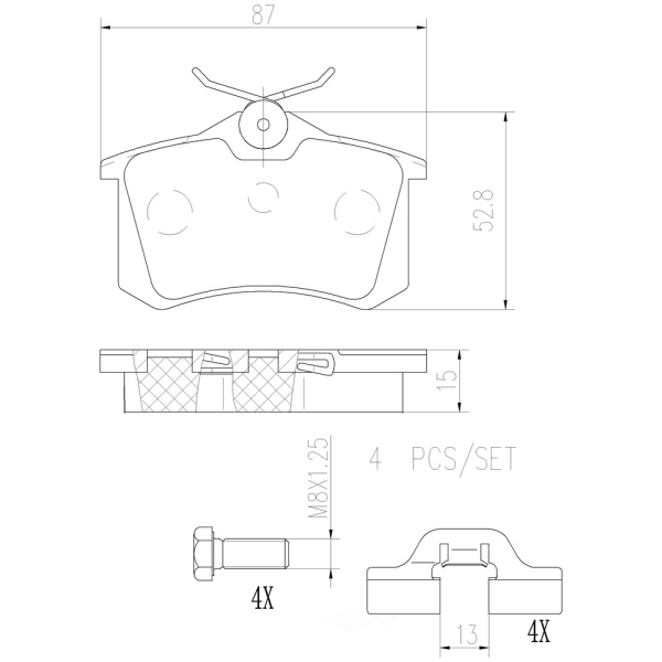 brembo Premium Ceramic Rear Disc Brake Pads P61088N