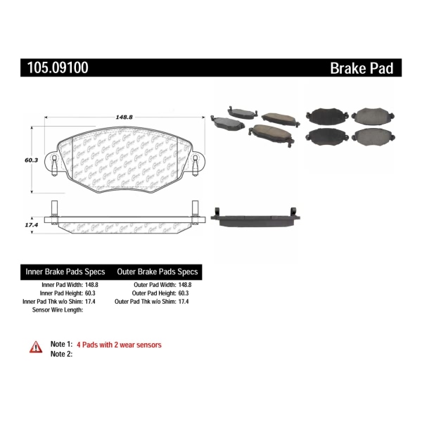 Centric Posi Quiet™ Ceramic Front Disc Brake Pads 105.09100