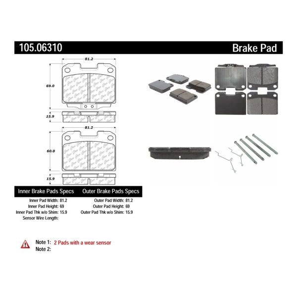 Centric Posi Quiet™ Ceramic Rear Disc Brake Pads 105.06310