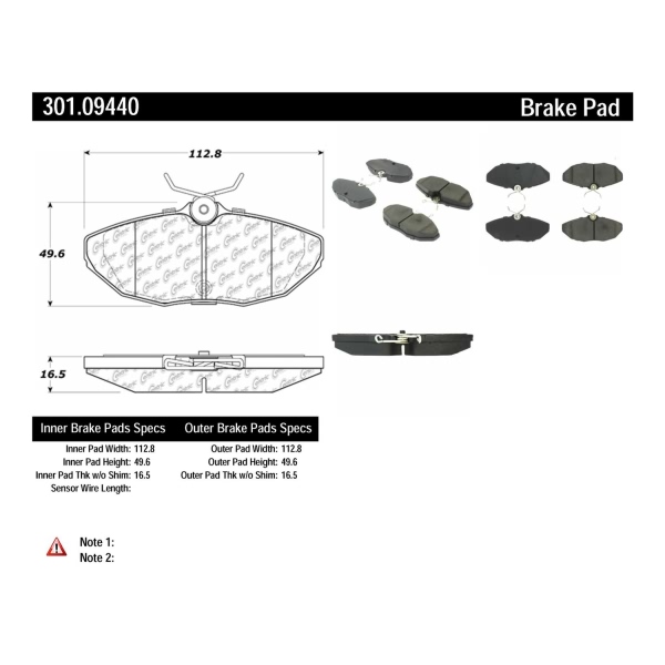 Centric Premium Ceramic Rear Disc Brake Pads 301.09440