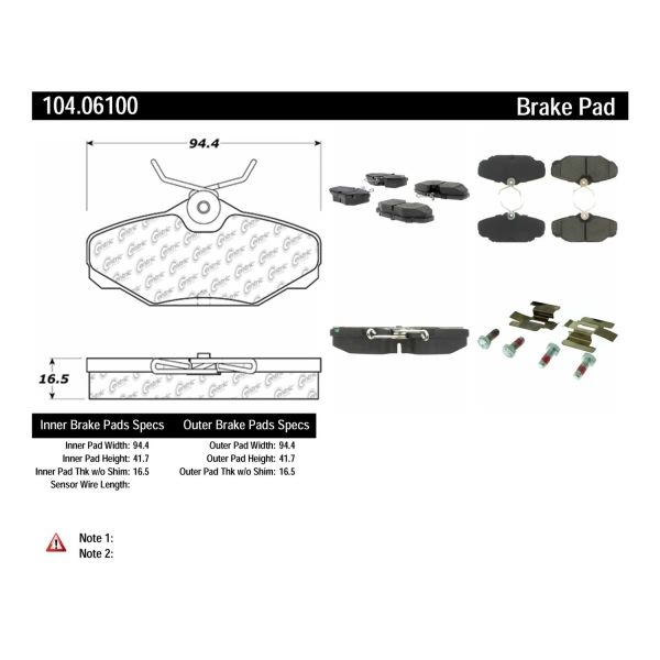 Centric Posi Quiet™ Semi-Metallic Rear Disc Brake Pads 104.06100