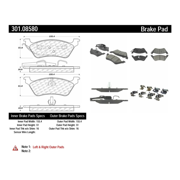 Centric Premium Ceramic Rear Disc Brake Pads 301.08580
