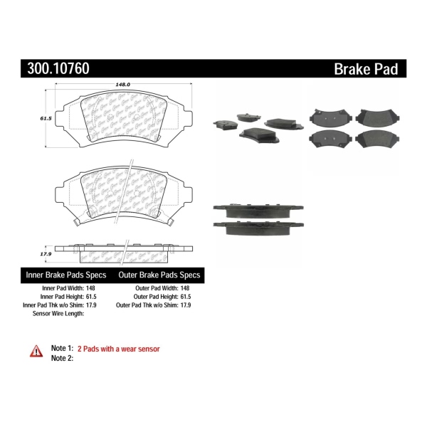 Centric Premium Semi-Metallic Front Disc Brake Pads 300.10760