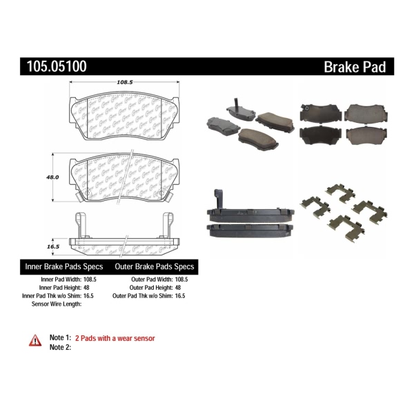 Centric Posi Quiet™ Ceramic Front Disc Brake Pads 105.05100