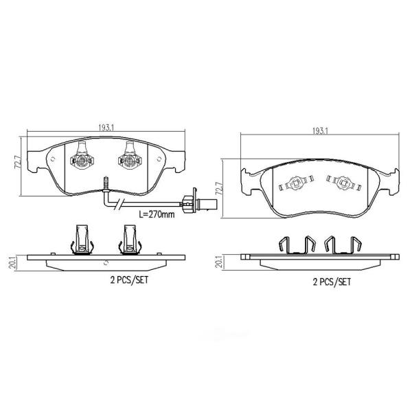 brembo Premium Ceramic Front Disc Brake Pads P85087N