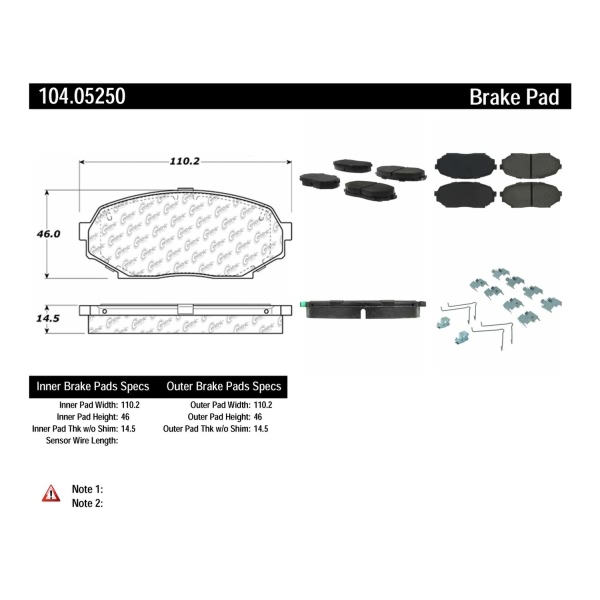 Centric Posi Quiet™ Semi-Metallic Front Disc Brake Pads 104.05250