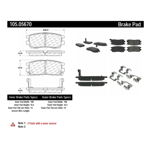 Centric Posi Quiet™ Ceramic Rear Disc Brake Pads 105.05670