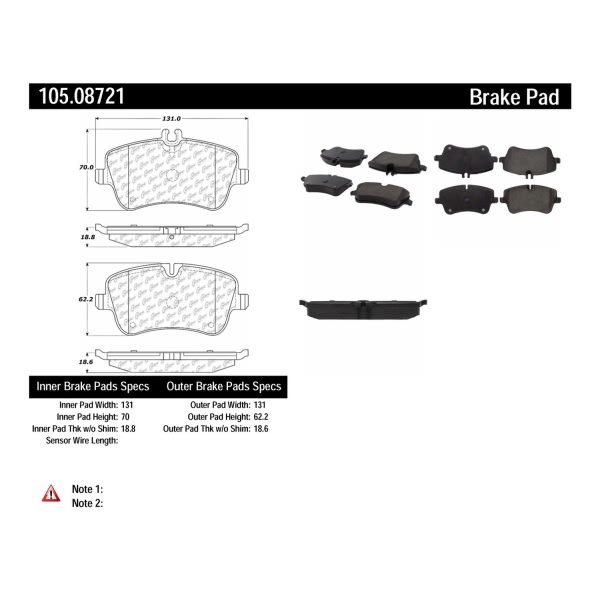 Centric Posi Quiet™ Ceramic Front Disc Brake Pads 105.08721