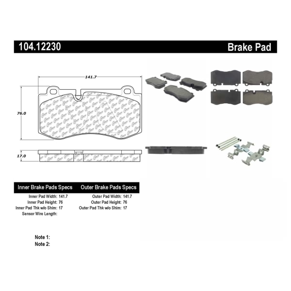 Centric Posi Quiet™ Semi-Metallic Front Disc Brake Pads 104.12230