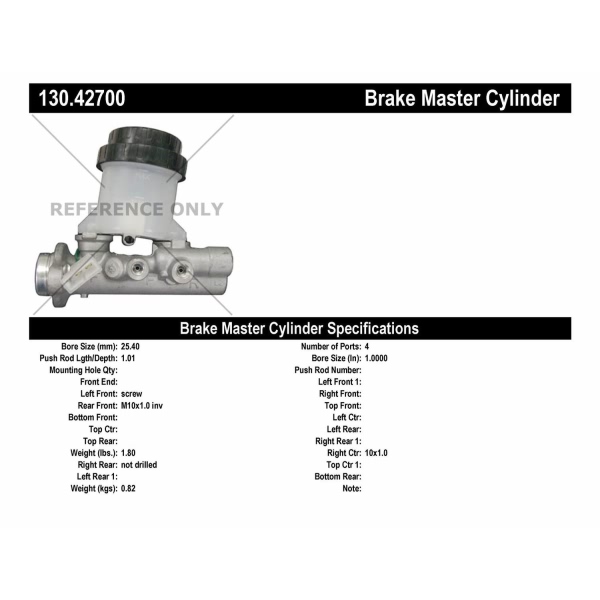 Centric Premium Brake Master Cylinder 130.42700