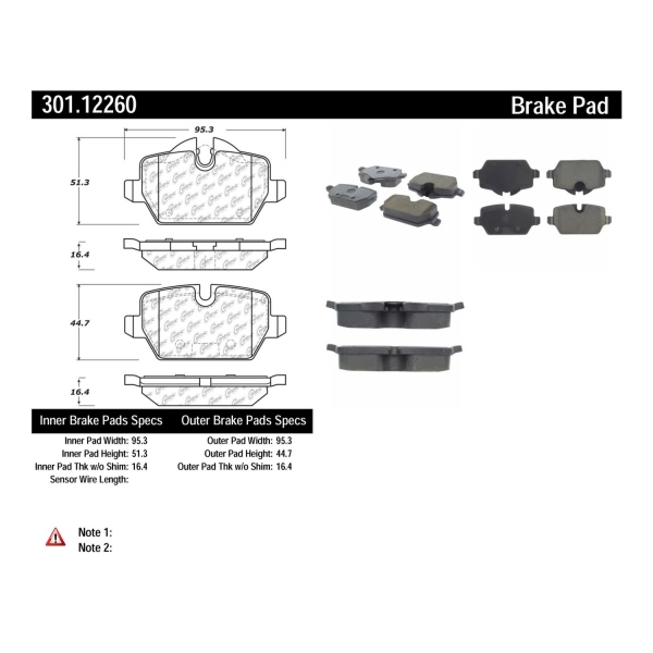 Centric Premium Ceramic Rear Disc Brake Pads 301.12260