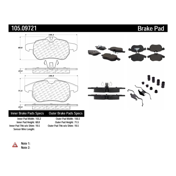 Centric Posi Quiet™ Ceramic Front Disc Brake Pads 105.09721