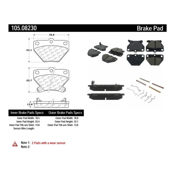 Centric Posi Quiet™ Ceramic Brake Pads With Shims And Hardware 105.08230