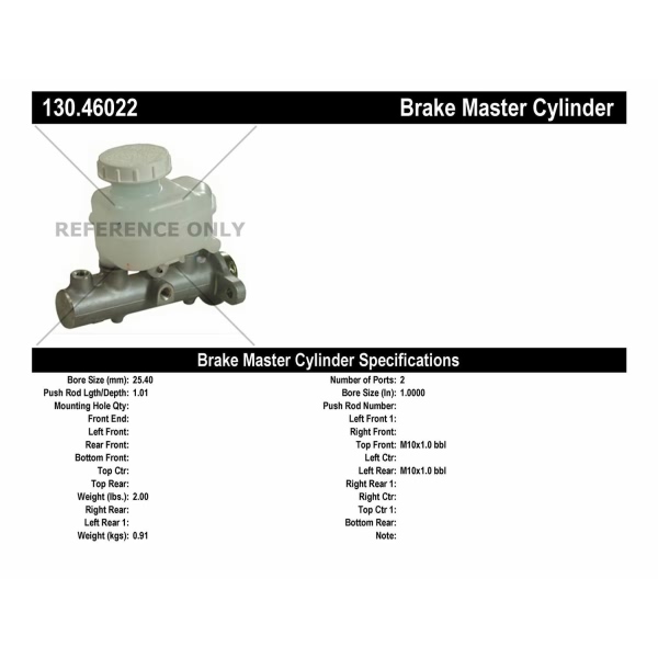 Centric Premium Brake Master Cylinder 130.46022