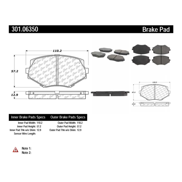 Centric Premium™ Ceramic Brake Pads With Shims And Hardware 301.06350