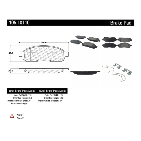 Centric Posi Quiet™ Ceramic Front Disc Brake Pads 105.10110