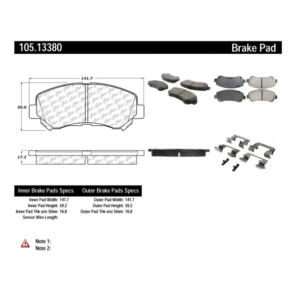 Centric Posi Quiet™ Ceramic Front Disc Brake Pads 105.13380