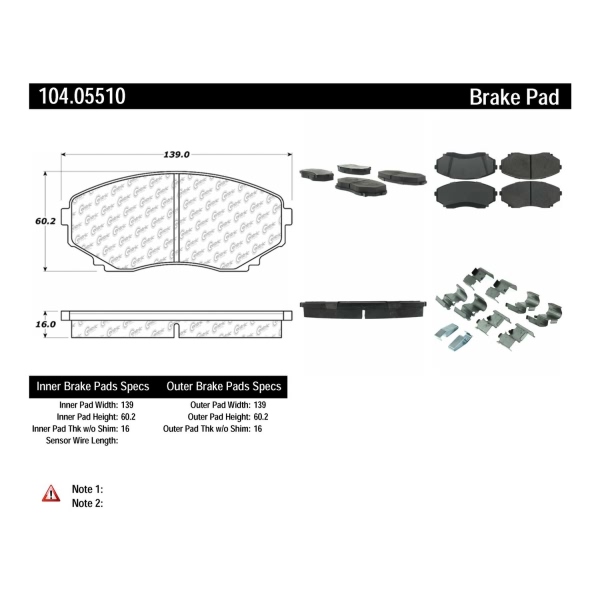 Centric Posi Quiet™ Semi-Metallic Front Disc Brake Pads 104.05510