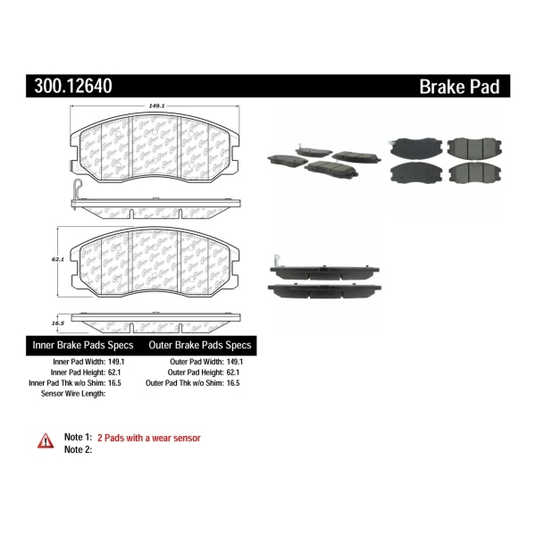 Centric Premium Semi-Metallic Front Disc Brake Pads 300.12640