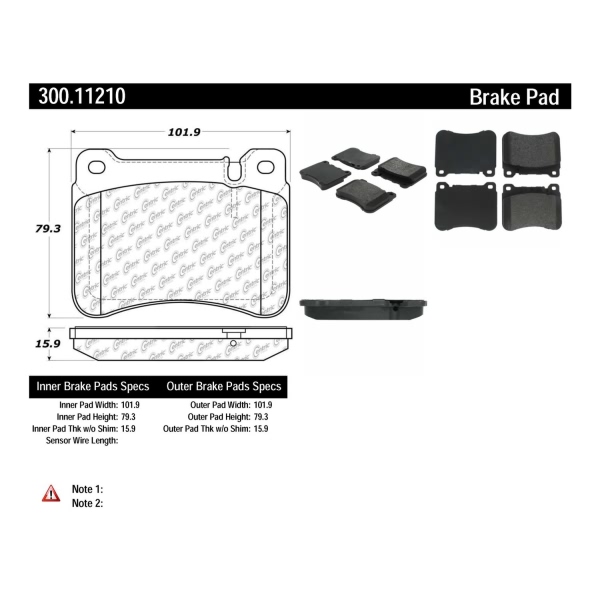 Centric Premium Semi-Metallic Front Disc Brake Pads 300.11210