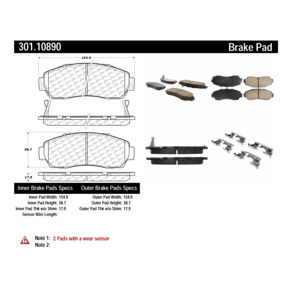 Centric Premium Ceramic Front Disc Brake Pads 301.10890