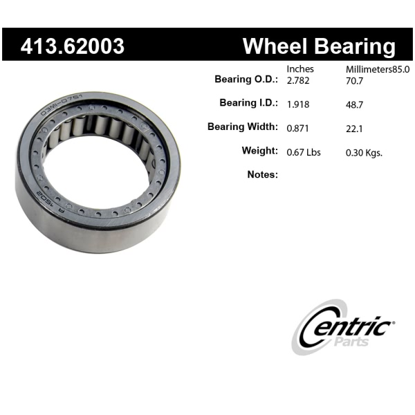 Centric Premium™ Rear Driver Side Wheel Bearing 413.62003