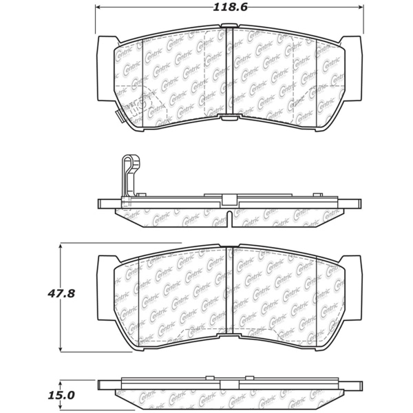 Centric Premium Semi-Metallic Rear Disc Brake Pads 300.12970