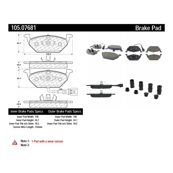 Centric Posi Quiet™ Ceramic Front Disc Brake Pads 105.07681