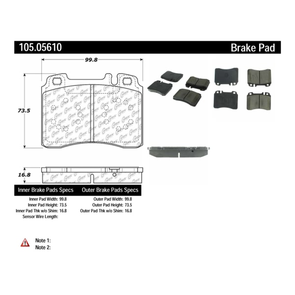 Centric Posi Quiet™ Ceramic Front Disc Brake Pads 105.05610
