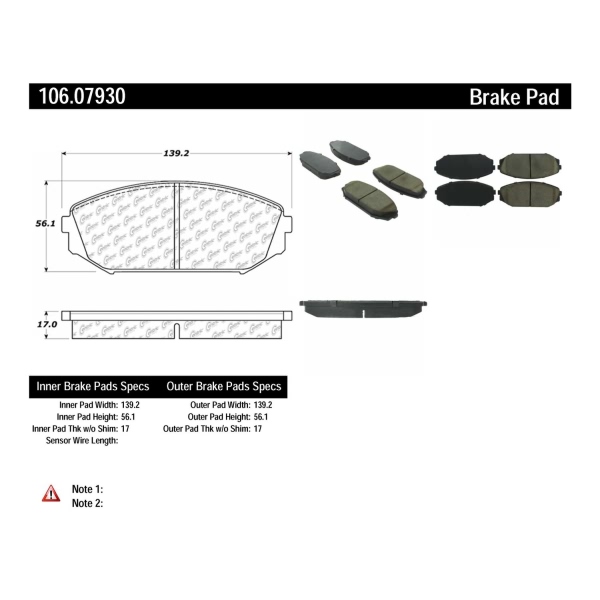 Centric Posi Quiet™ Extended Wear Semi-Metallic Front Disc Brake Pads 106.07930