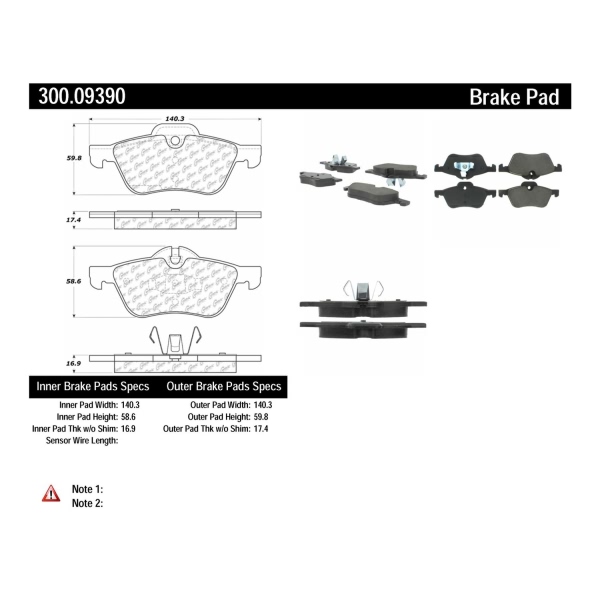 Centric Premium Semi-Metallic Front Disc Brake Pads 300.09390