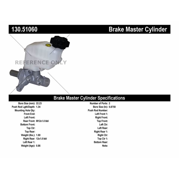 Centric Premium Brake Master Cylinder 130.51060