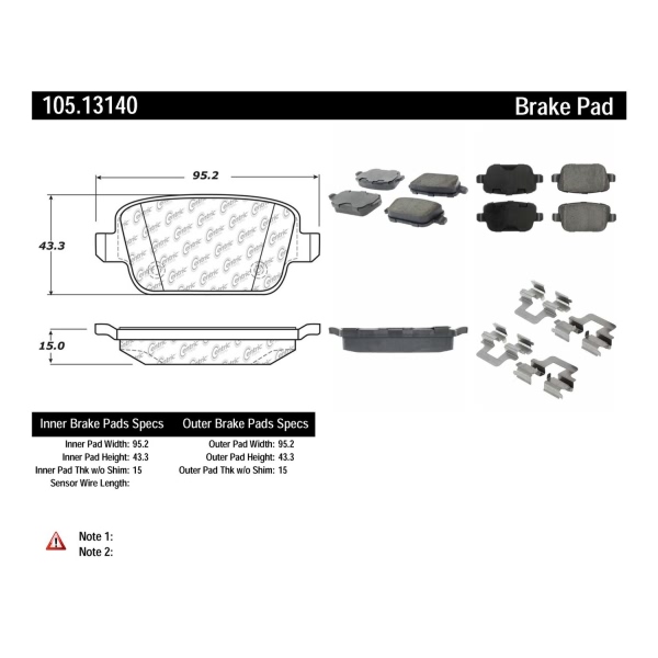 Centric Posi Quiet™ Ceramic Rear Disc Brake Pads 105.13140