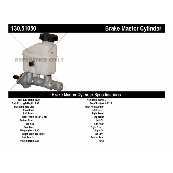 Centric Premium Brake Master Cylinder 130.51050