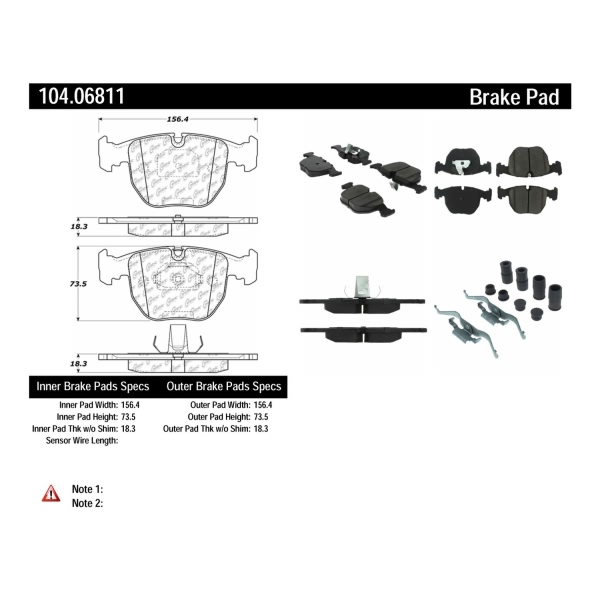 Centric Posi Quiet™ Semi-Metallic Front Disc Brake Pads 104.06811