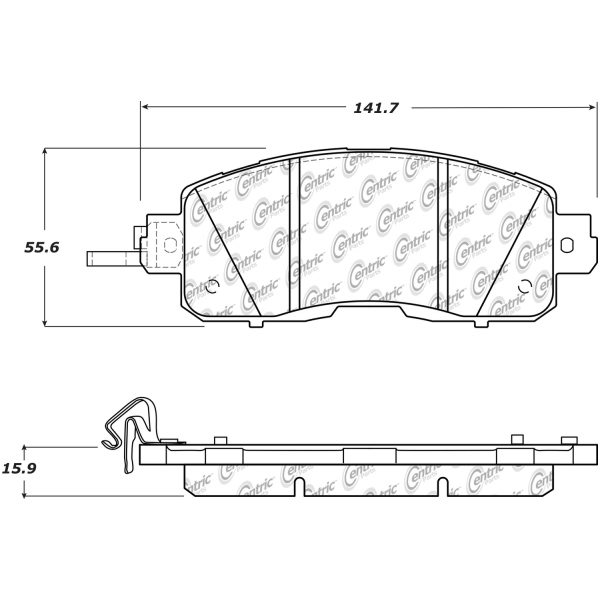 Centric Posi Quiet™ Semi-Metallic Brake Pads With Hardware 104.16500