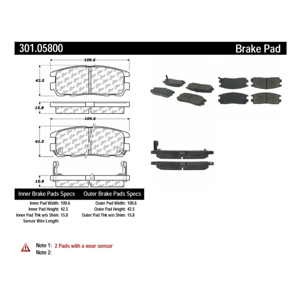 Centric Premium Ceramic Rear Disc Brake Pads 301.05800