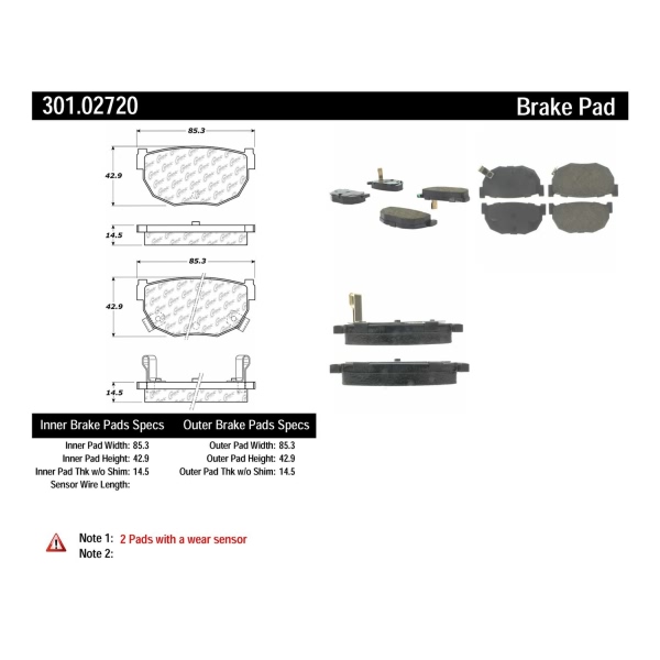 Centric Premium Ceramic Rear Disc Brake Pads 301.02720