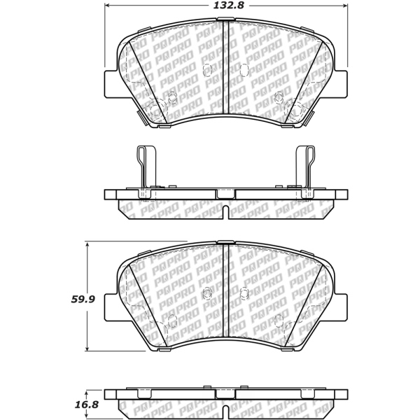 Centric Posi Quiet Pro™ Semi-Metallic Front Disc Brake Pads 500.15430