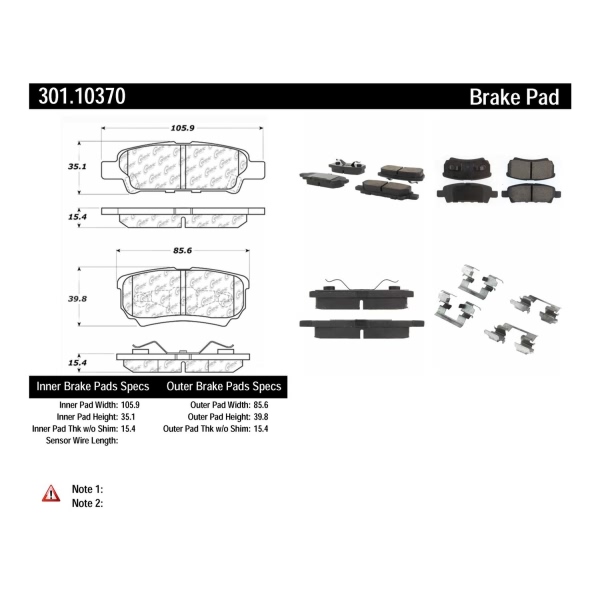 Centric Premium Ceramic Rear Disc Brake Pads 301.10370