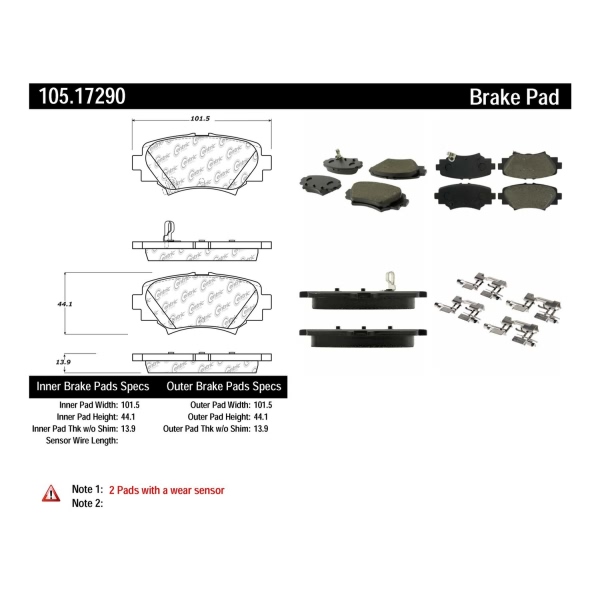 Centric Posi Quiet™ Ceramic Rear Disc Brake Pads 105.17290