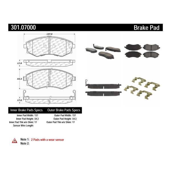 Centric Premium Ceramic Front Disc Brake Pads 301.07000