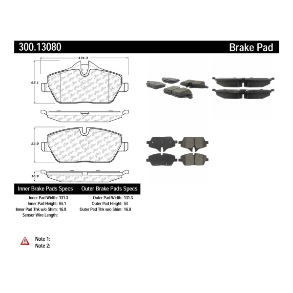 Centric Premium Semi-Metallic Front Disc Brake Pads 300.13080