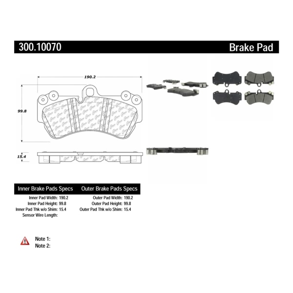 Centric Premium Semi-Metallic Front Disc Brake Pads 300.10070