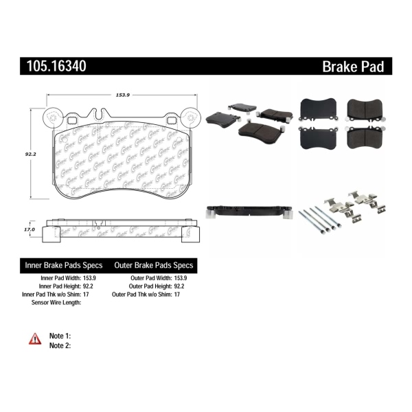 Centric Posi Quiet™ Ceramic Front Disc Brake Pads 105.16340