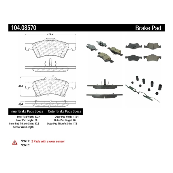 Centric Posi Quiet™ Semi-Metallic Front Disc Brake Pads 104.08570