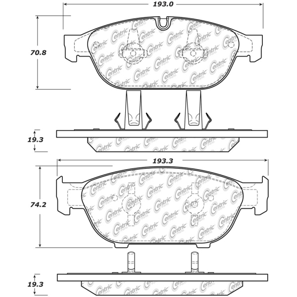 Centric Posi Quiet™ Semi-Metallic Front Disc Brake Pads 104.15490