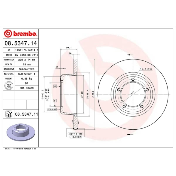 brembo UV Coated Series Solid Front Brake Rotor 08.5347.11