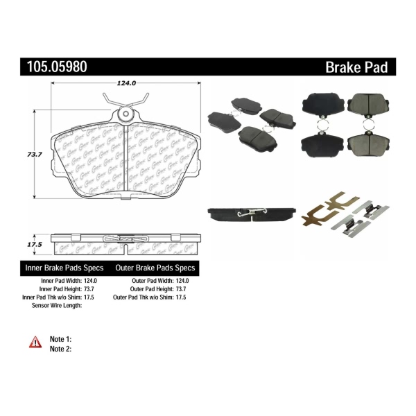 Centric Posi Quiet™ Ceramic Front Disc Brake Pads 105.05980