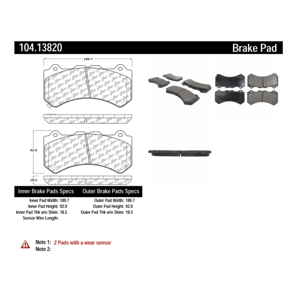 Centric Posi Quiet™ Semi-Metallic Front Disc Brake Pads 104.13820